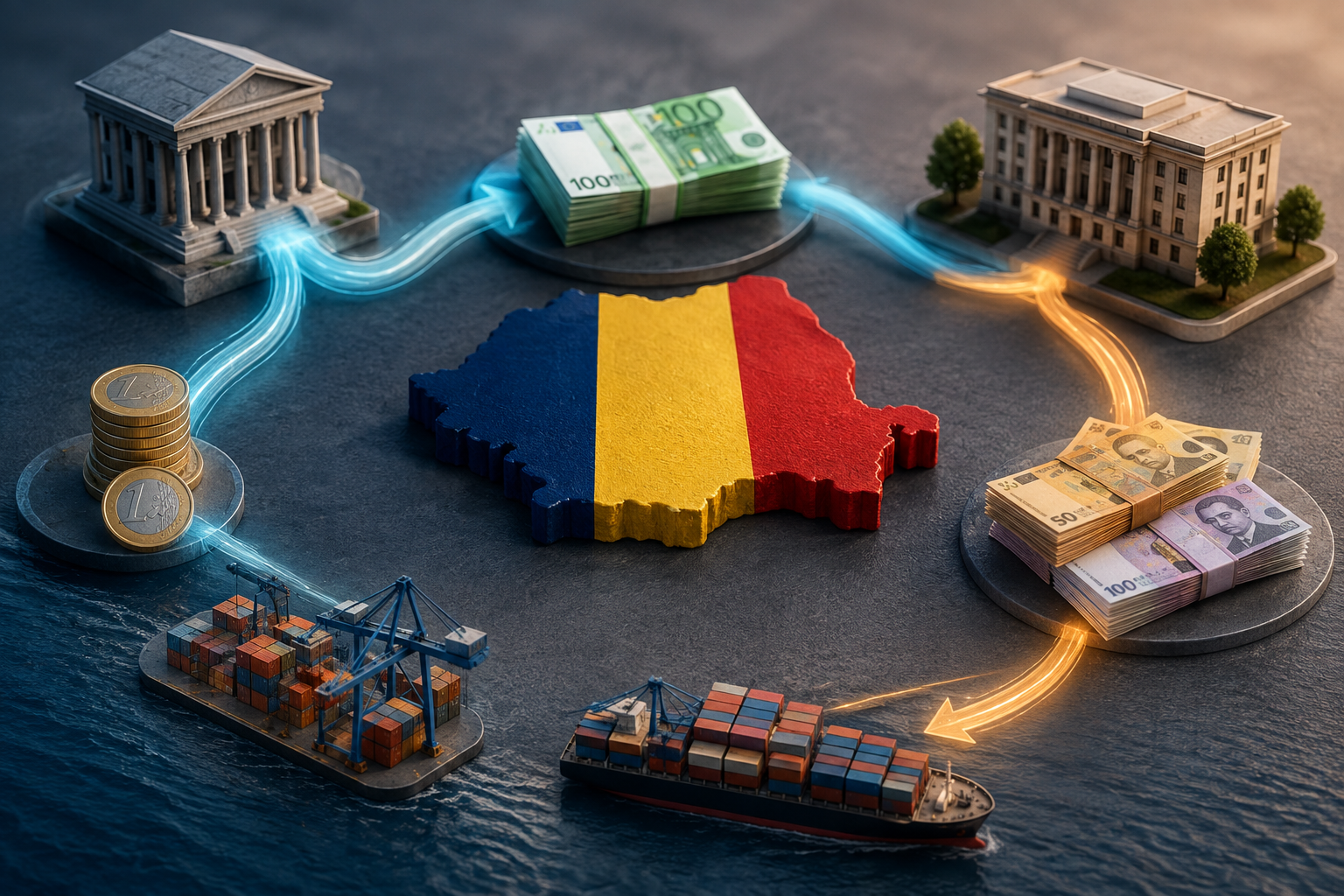 Circuitul nevăzut al datoriei: România împrumută euro, cheltuiește lei, iar valuta susține importurile