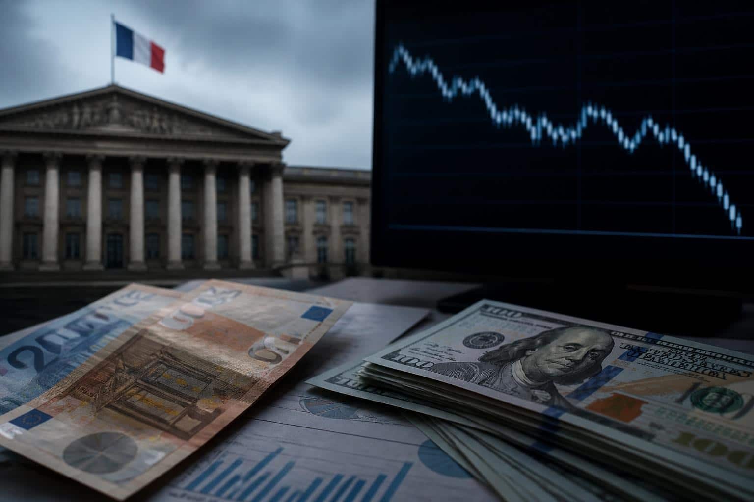 Finanțele publice ale Franței și dolarul puternic pun presiune pe euro